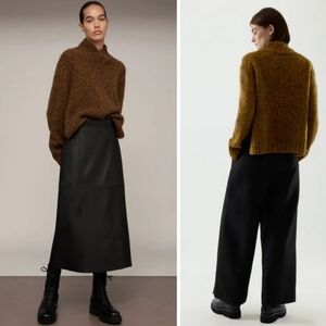 COS Olive-Brown Mohair Blend Cowl Neck Sweater